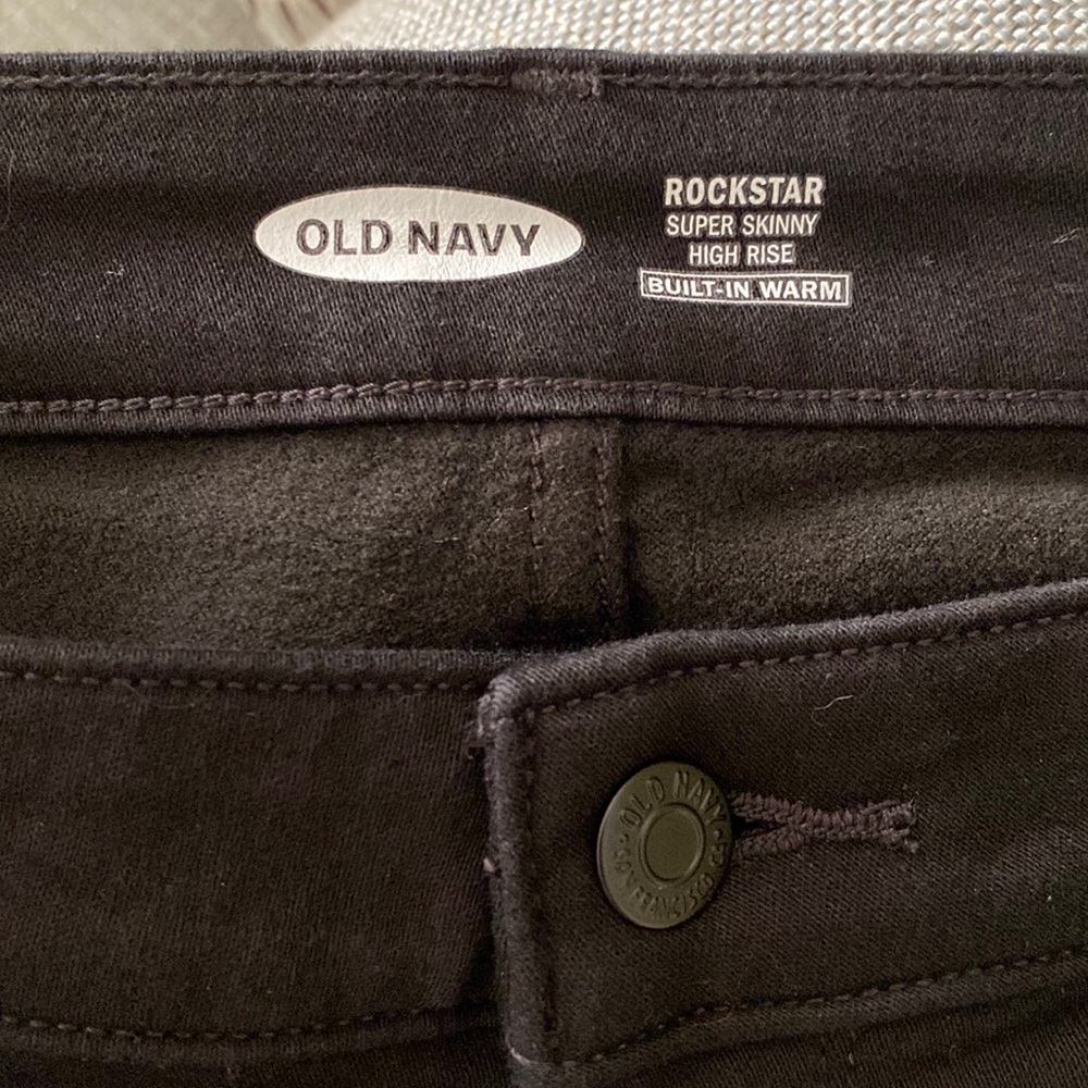 Old navy fleece lined rockstar super skinny high rise jeans womens 10